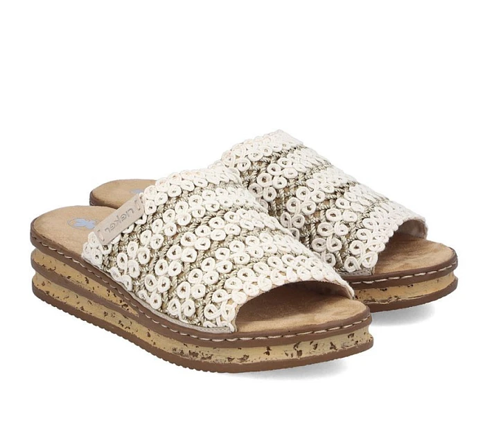 Dámské žabky na podpatku béžové Rieker 629X8-60