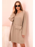 Dámská viskózová sukýnka Plus Size s model 21232413 na řetízku tmavě béžová - K-Fashion