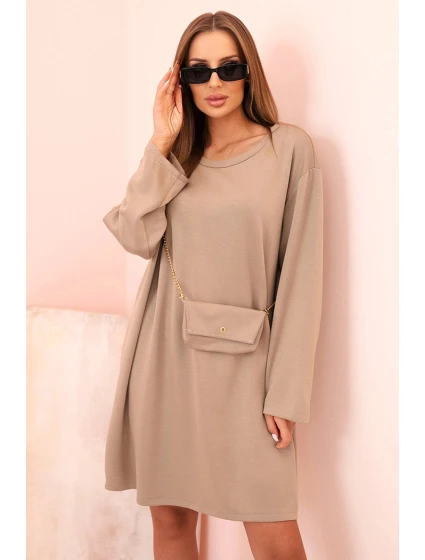 Dámská viskózová sukýnka Plus Size s model 21232413 na řetízku tmavě béžová - K-Fashion
