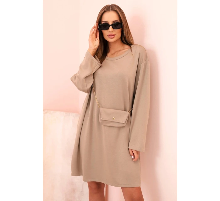 Dámská viskózová sukýnka Plus Size s model 21232413 na řetízku tmavě béžová - K-Fashion