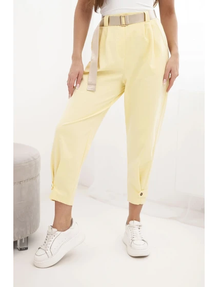 Kalhoty Summer Punto s model 22203796 na nohavicích žluté - K-Fashion