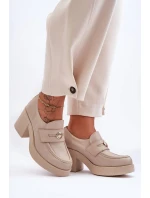 Kůže Dámské Polobotky Na Sloupku Bežové model 21630078 - Boto Kůže Dámské Polobotky Na Sloupku Bežové model 21630078 - Boto