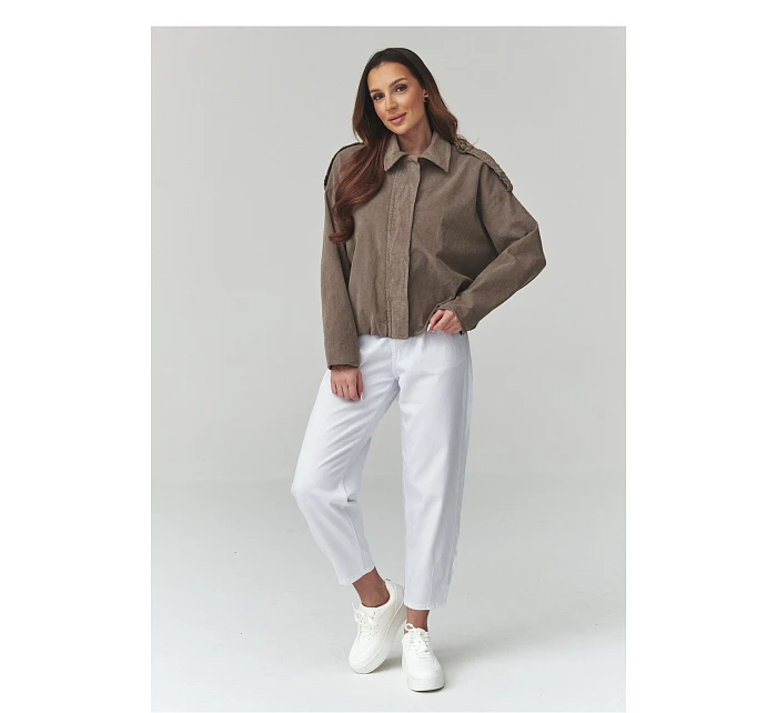 hřejivá kordová bunda model 225690 Makadamia hřejivá kordová bunda model 225690 Makadamia