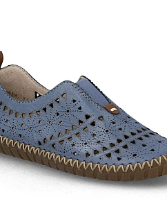 Dámská kožená prolamovaná modrá polobotka Rieker M2852-12