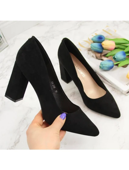 Dámské černé semišové lodičky na jehlovém podpatku W  model 21777510 - SERGIO LEONE