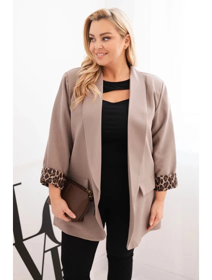 Dámská bunda Plus Size s podšívkou v model 22312231 vzoru fango - K-Fashion Dámská bunda Plus Size s podšívkou v model 22312231 vzoru fango - K-Fashion