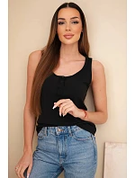Dámská žebrovaná halenka na ramínkách s knoflíkem černá