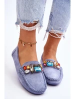Dámské semišové mokasíny s krystaly Modre Lucille Dámské semišové mokasíny s krystaly Modre Lucille