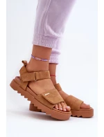 Dámské semišové sandály na platformě Big Star model 21655477 Hnědé - Big Star Shoes