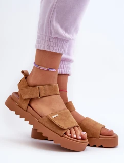 Dámské semišové sandály na platformě Big Star model 21655477 Hnědé - Big Star Shoes