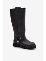 Kožené dámské holínky nad kolena černé Lewski 3615 Kožené dámské holínky nad kolena černé Lewski 3615