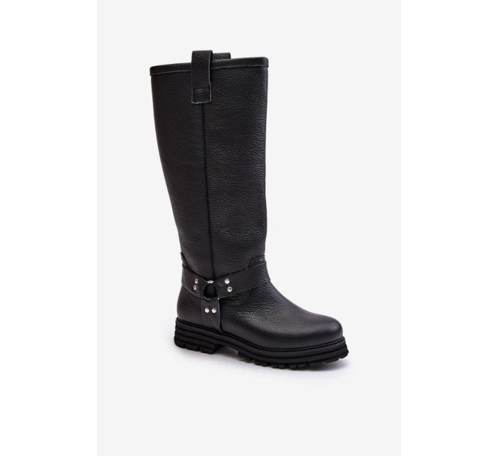 Kožené dámské holínky nad kolena černé Lewski 3615 Kožené dámské holínky nad kolena černé Lewski 3615