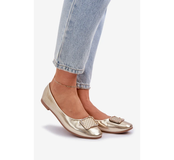 Eko kožené baleríny s ozdobou zlaté model 21684312 - Boto