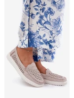 Kožené Dámské Mokasíny S  Béžové model 21691912 - VINCEZA