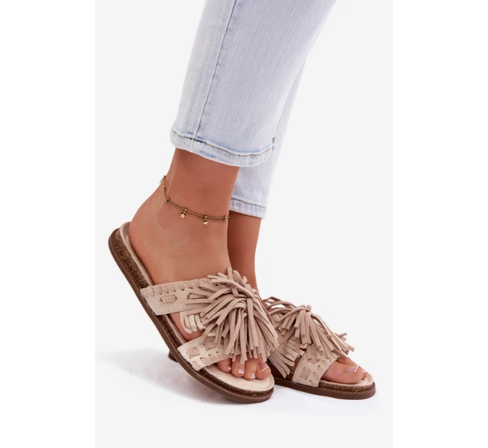 Dámské pantofle Béžové S Fringing Glorinna