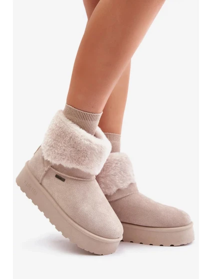 Sněhule Na Platformě S Kožešinou Big Star Světle béžové