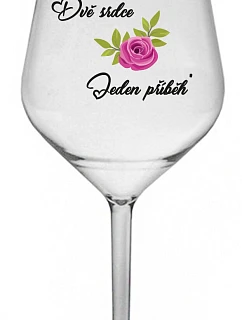 DVĚ SRDCE, JEDEN PŘÍBĚH - čirá nerozbitná sklenice na víno 470 ml