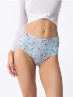 Dámské kalhotky Simple Maxi Sakura Světle modrá  vzor - Julimex