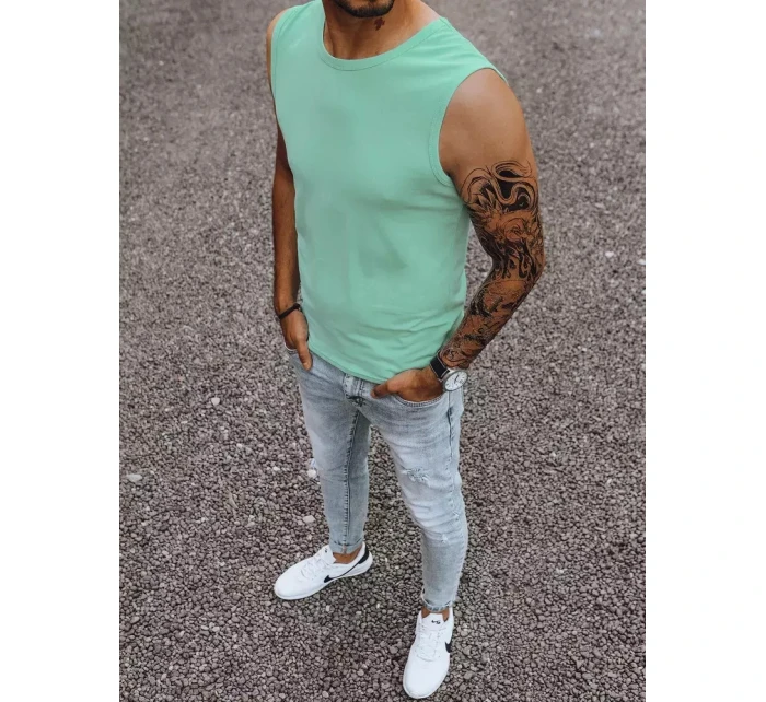 Pánské tričko bez rukávů s potiskem mátové FashionStreet RX4916 Pánské tričko bez rukávů s potiskem mátové FashionStreet RX4916
