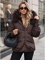 Dámská zimní bunda s kožešinou a kapucí, tmavě hnědá, FashionStreet TY5889 Dámská zimní bunda s kožešinou a kapucí, tmavě hnědá, FashionStreet TY5889