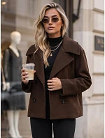 Dámský krátký dvouřadý hnědý kabát FashionStreet NY0811