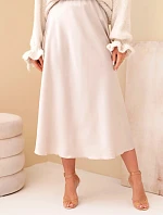 Dámská viskózová rozšířená sukně tmavě béžová