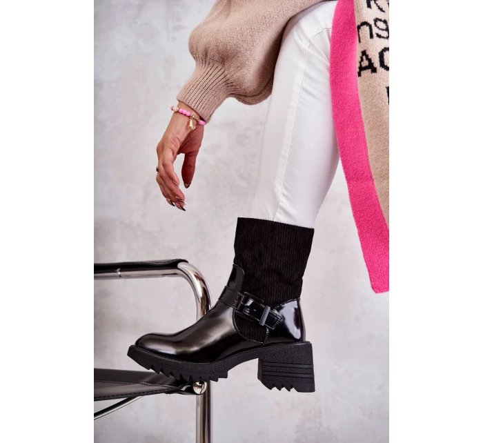 Dámské Teplé Kozačky Na Podpatku černé model 21596774 - Boto