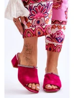 Semišové pantofle na vysokém podpatku S.Barski KV-612-2 Fuchsia