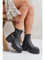 Zazoo 60490 Kožené Zateplené Boty S Dekorací Černé