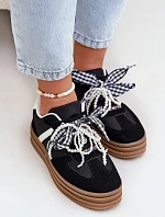 Dámské sneakersy na platformě s ozdobami černé Vinness