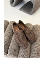 Dámské mokasíny s mašlí z eko semiše hnědé model 22303544 - Boto Dámské mokasíny s mašlí z eko semiše hnědé model 22303544 - Boto