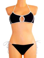 Dámské plavky dvoudílné sexy bikiny SULTRY polstrované košíčky zdobené bílými lemy černé - Černá - OEM Dámské plavky dvoudílné sexy bikiny SULTRY polstrované košíčky zdobené bílými lemy černé - Černá - OEM