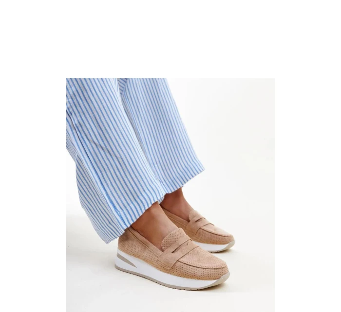 Dámské polobotky 28906 Béžová s bílou - Flyfor