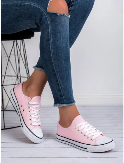 Praktické  tenisky růžové dámské bez podpatku