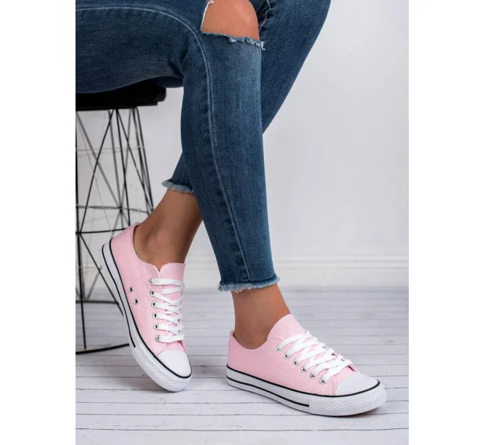 Praktické  tenisky růžové dámské bez podpatku
