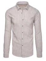 Pánská košile s dlouhým rukávem a jemným proužkem béžová FashionStreet DX2657 Pánská košile s dlouhým rukávem a jemným proužkem béžová FashionStreet DX2657