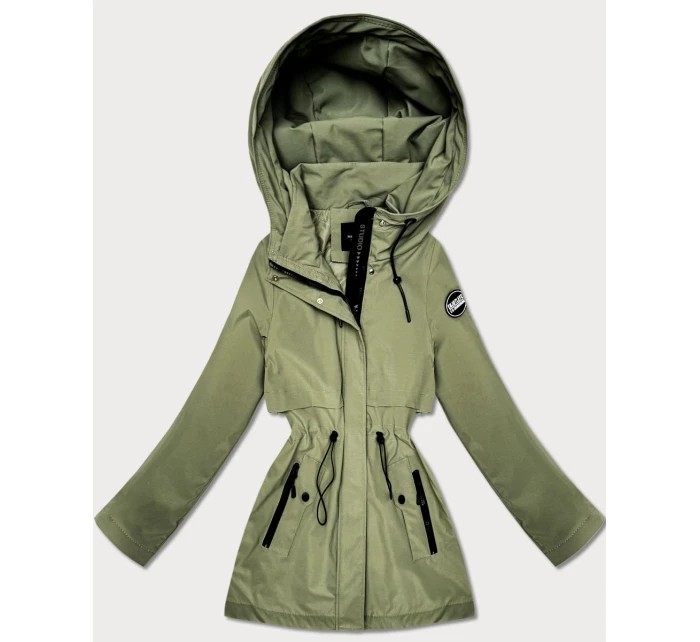 Prosta kurtka z kapturem i trokiem w talii Goodlookin khaki (KK60418-3#)