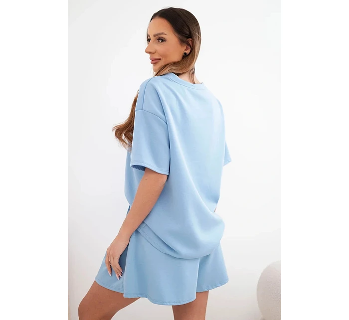 Dámský viskózový máslový komplet s krátkým rukávem a kalhotami s ohrnovanou nohavicí mentolový