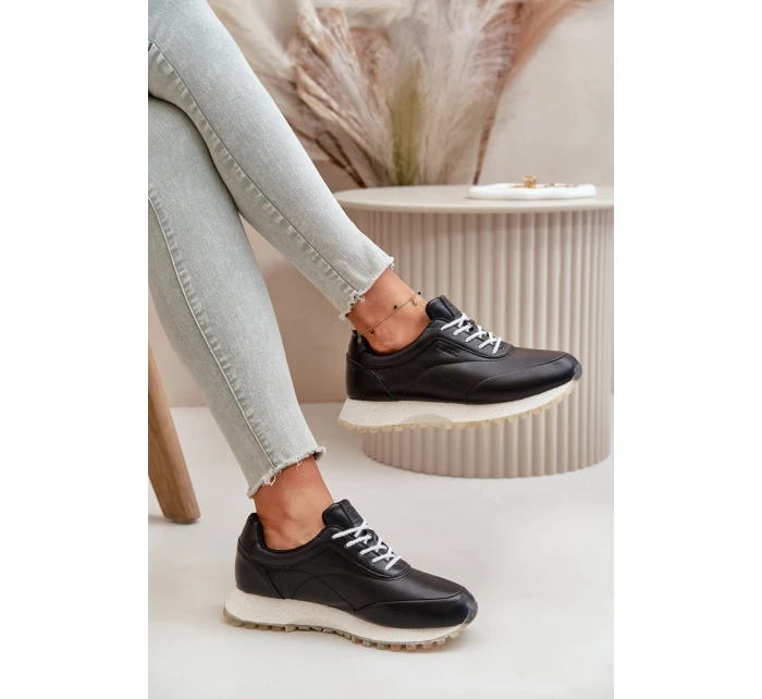 Dámské Sneakers Sportovní Obuv Z Eko Kůže Big Star OO274024 Hi-Poly System Černé