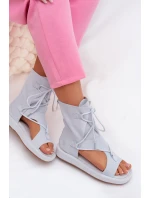 Dámské sandály Eko semiš s horní částí a šněrováním Modré Ferlisse