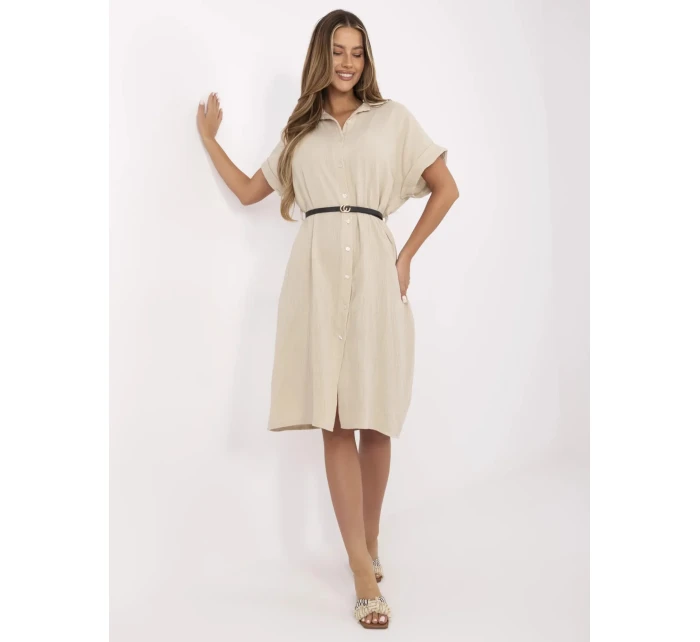 Sukienka MI SK model 21121836 beżowy - FPrice Sukienka MI SK model 21121836 beżowy - FPrice