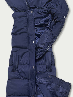 Tmavě modrá dlouhá dámská péřová vesta model 17689067 - J.STYLE