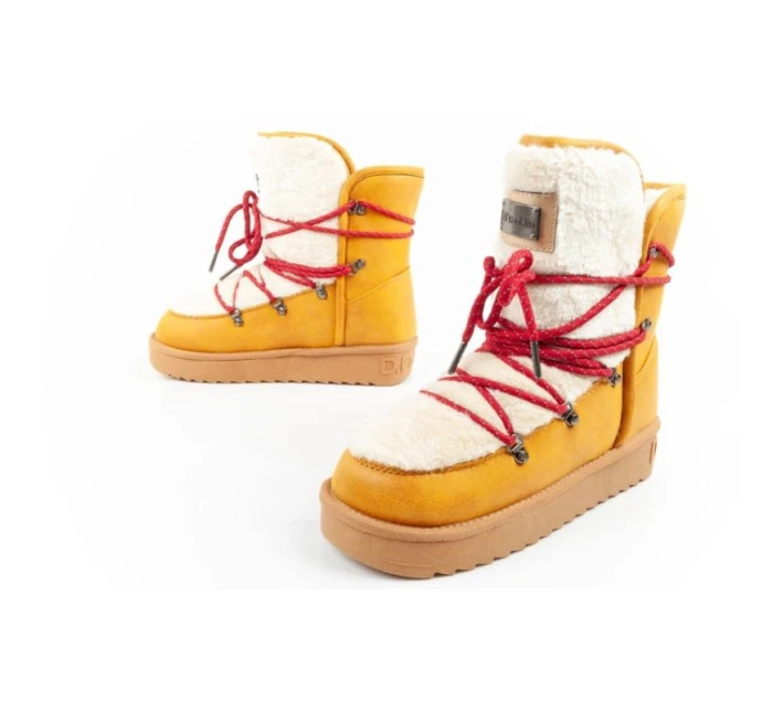 D.Franklin sněhule dámské zimní módní kožešina zateplené hořčice dámské