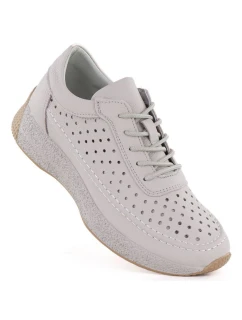 Dámské kožené ažurové polobotky Sergio Leone SP013 v šedé barvě