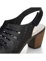 Dámské pohodlné kožené sandály na podpatku model 22021681 - Rieker