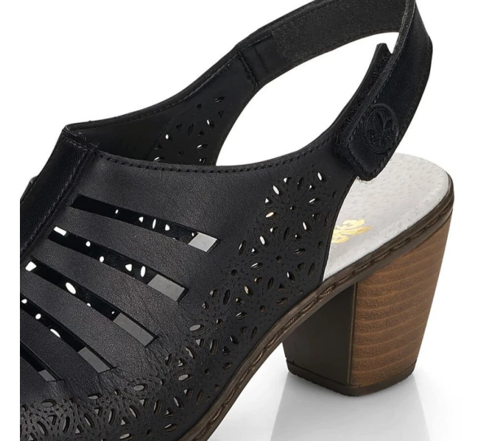 Dámské pohodlné kožené sandály na podpatku model 22021681 - Rieker