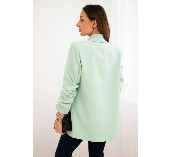 Bunda s klopou elegantní světlá máta Bunda s klopou elegantní světlá máta