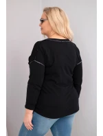 Dámská blůza Plus Size s nápisem Love You More model 21886577 černá - K-Fashion