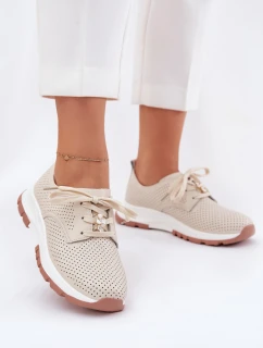 Kožené Polobotky Dámské S   Béžové model 21692665 - Artiker