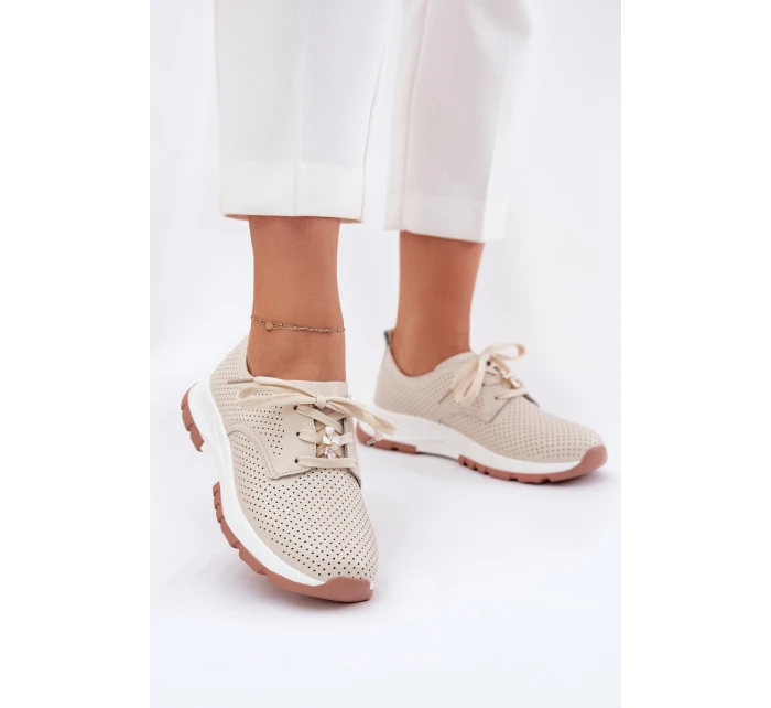 Kožené Polobotky Dámské S   Béžové model 21692665 - Artiker